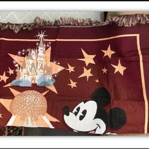 Disney Maroon and White Throw Blanket